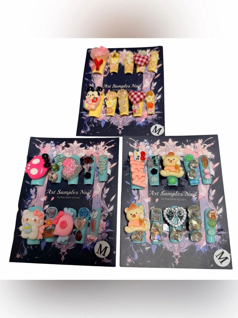 💅✨ 3-SET 3D PRESS-ON NAIL ART BUNDLE – SIZE MEDIUM ✨💅